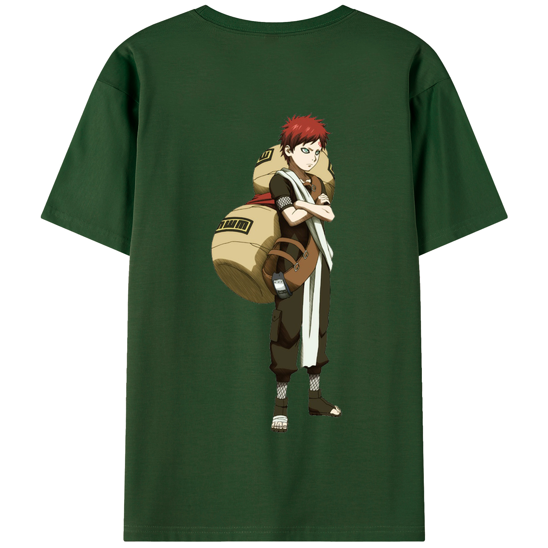 （画像用） NARUTO -ナルト- ガアラ Gaara 綿100％半袖Tシャツ（背面プリント）